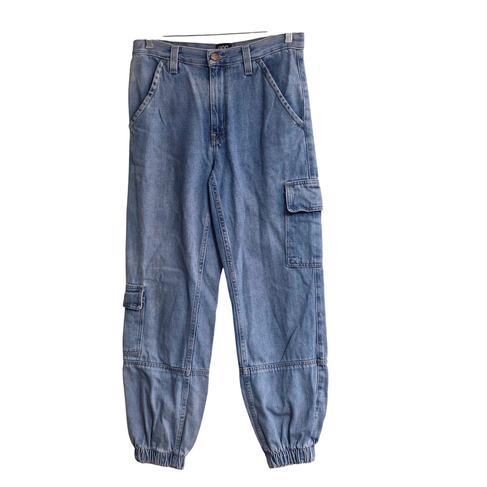 BDG Urban Outfitters Womens High Rise Cargo Jogger Jeans Blue Medium Wash 30W - Picture 1 of 10